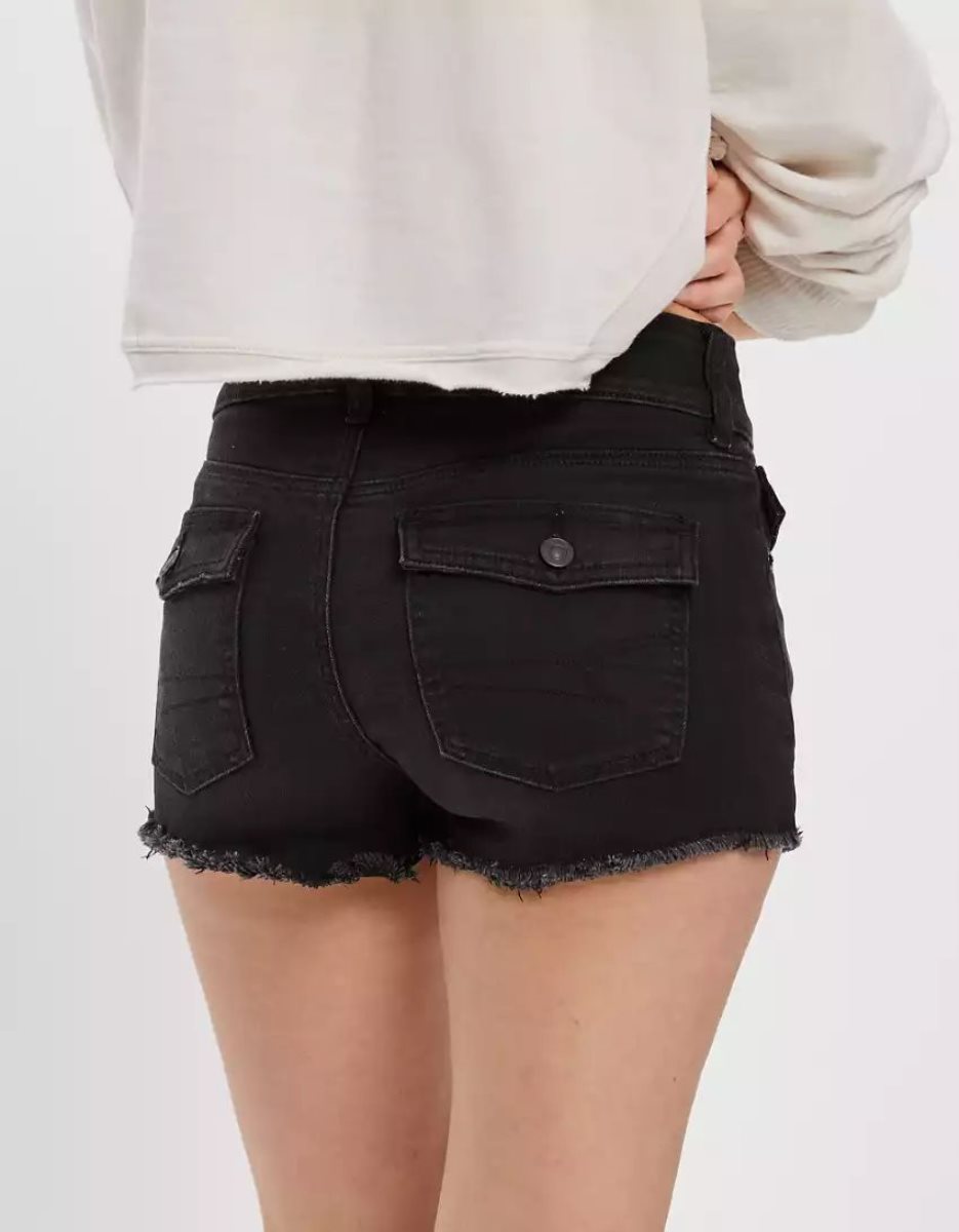 Shorts American Eagle AE Ne(x)t Level Low-Rise Denim Noir Femme | NUO-20631097